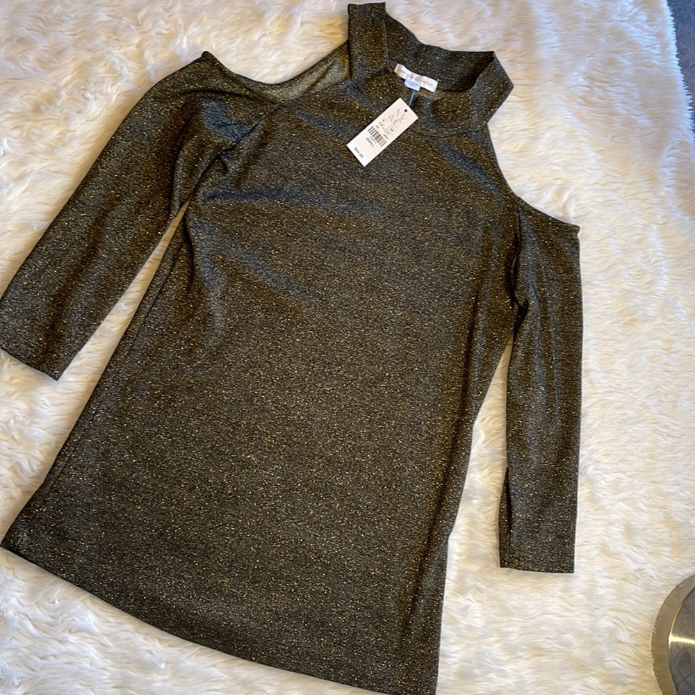 Nyco metallic open shoulder top